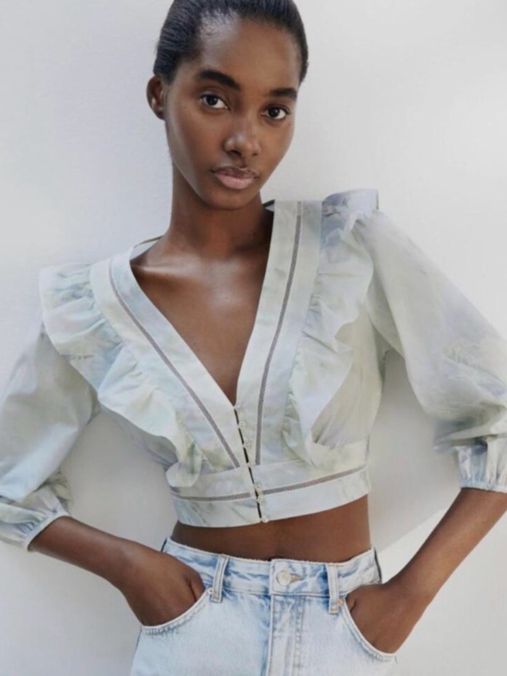 NWT ZARA Ruffle Tie Dye Top